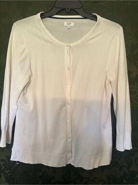 Crown & Ivy Women's White Button-Front Scoop Neck Cardigan Size L